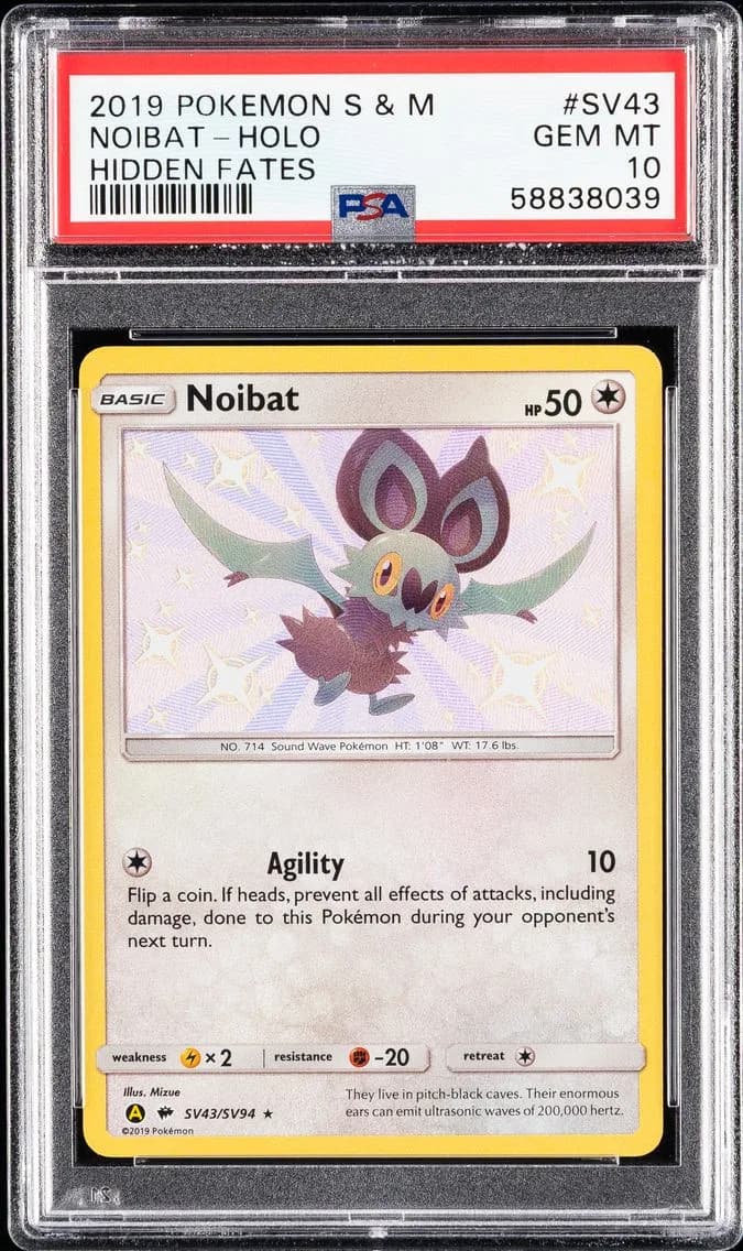 Noibat-Holo, Sun & Moon Hidden Fates, PSA 10