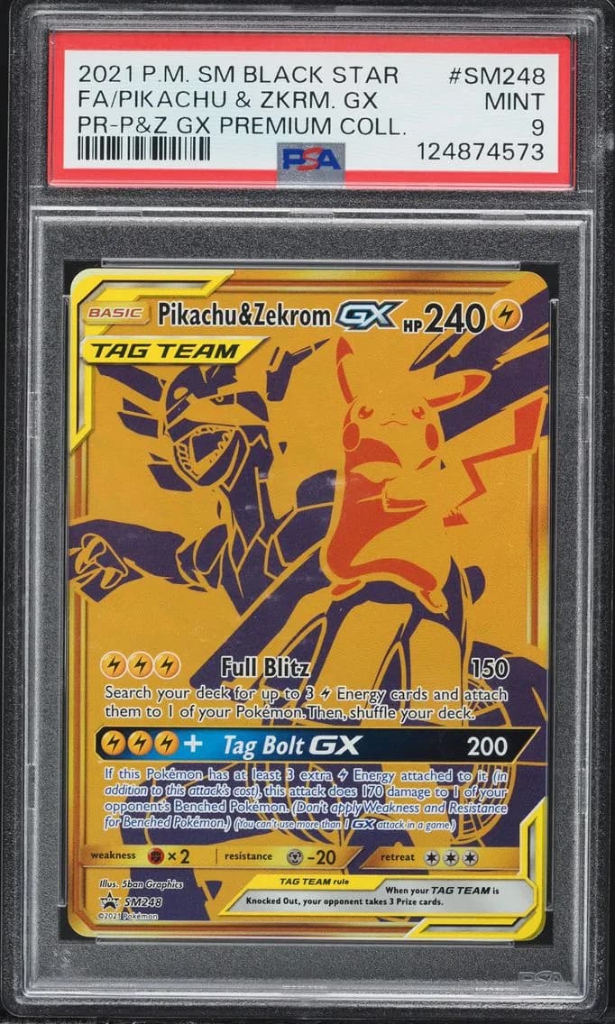 Pikachu & Zekrom GX, SM Black Star Promo, PSA 9