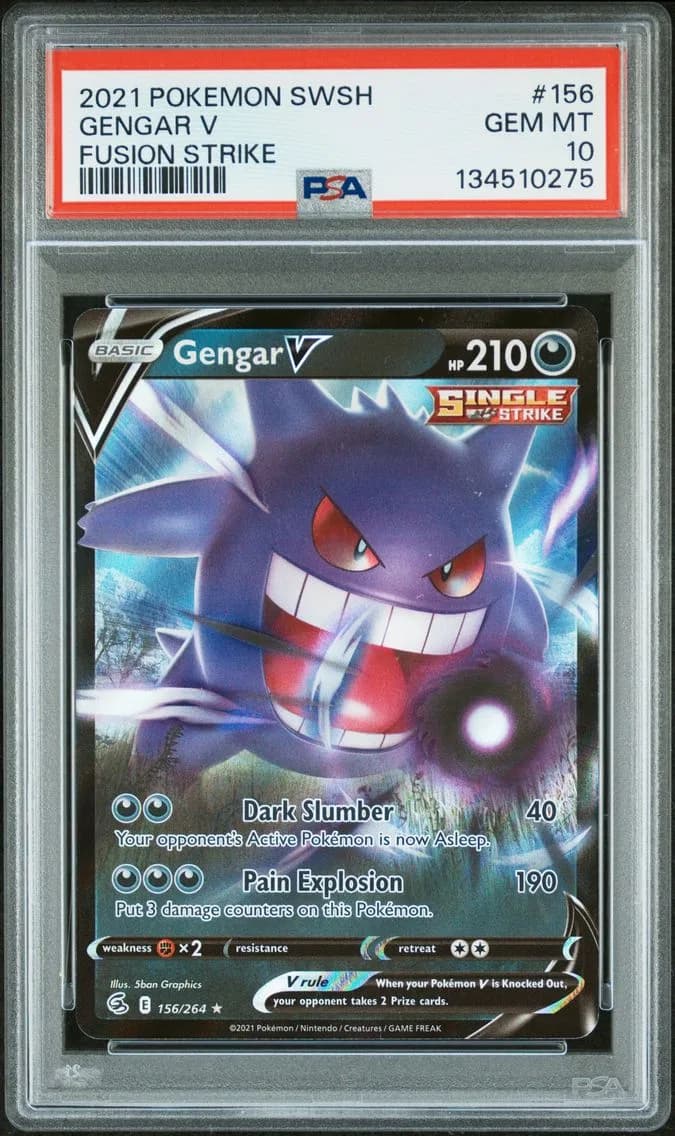 Gengar V, Sword & Shield Fusion Strike, PSA 10