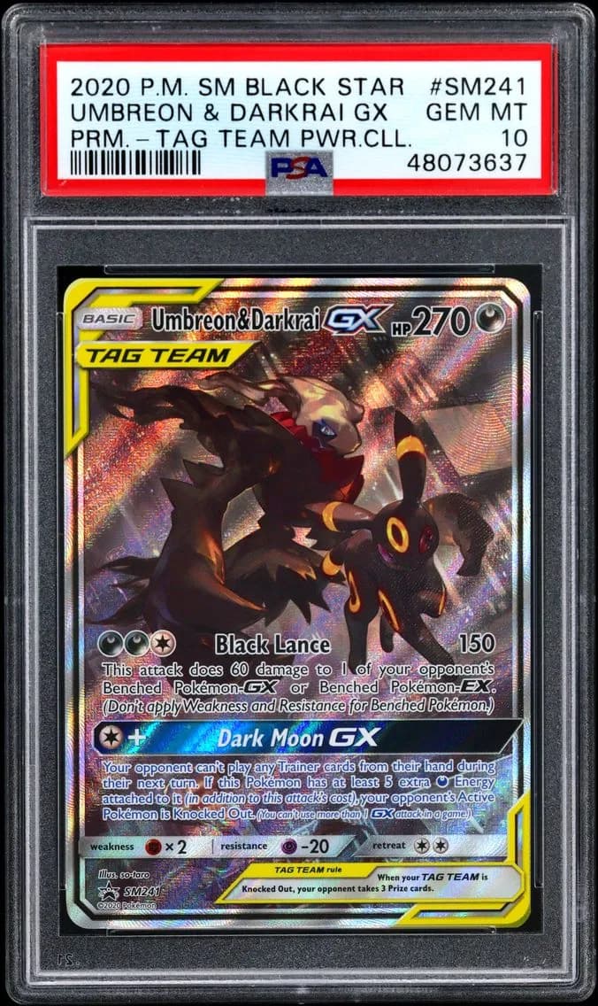 Umbreon & Darkrai GX, SM Black Star Promo, PSA 10