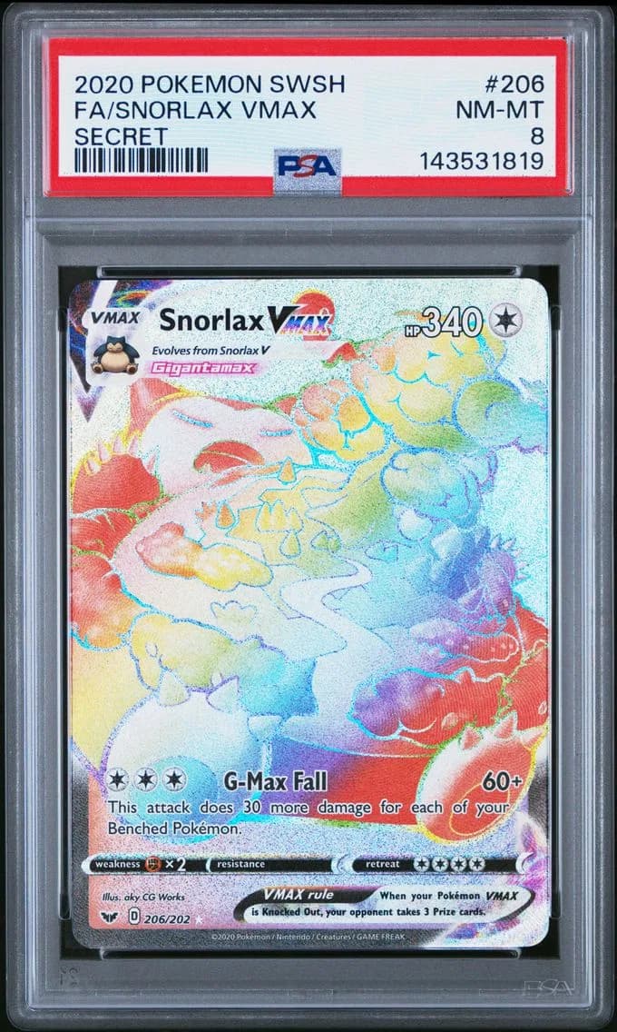 Snorlax VMAX, Sword & Shield, PSA 8