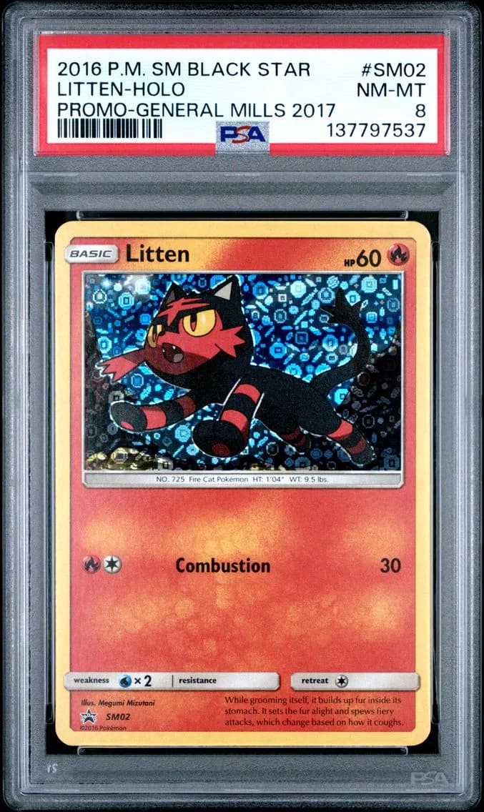 Litten-Holo, SM Black Star Promo, PSA 8