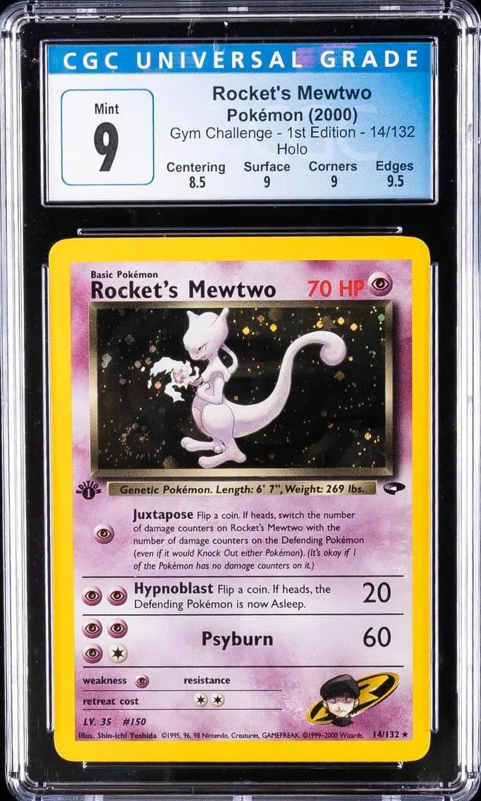 Rocket's Mewtwo Holo-1st Edition, Gym Challenge - 1st Edition, CGC 9