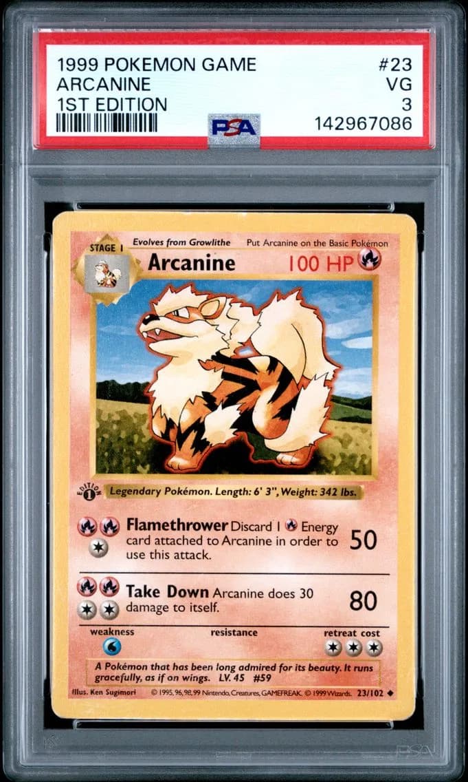 Arcanine 1st Edition, Game, PSA 3