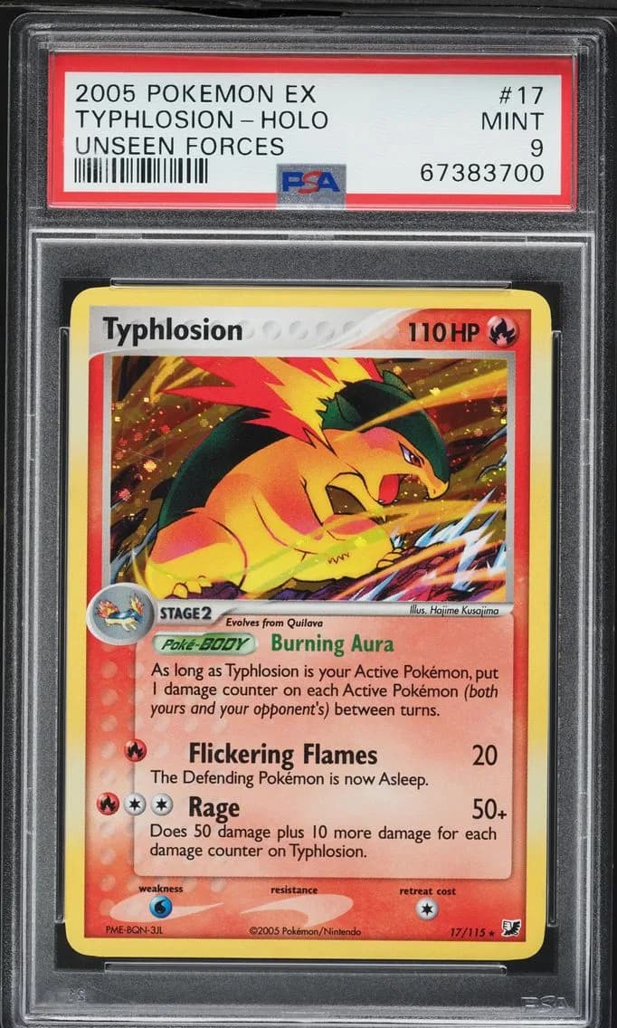 Typhlosion-Holo, EX Unseen Forces, PSA 9
