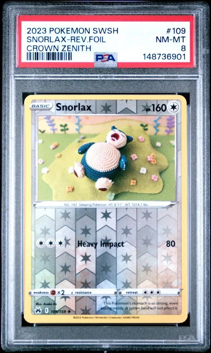 Snorlax-Reverse Foil, Sword and Shield Crown Zenith, PSA 8