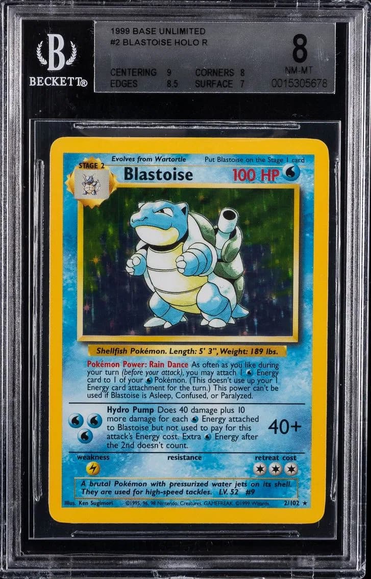 Blastoise-Holo, Base Unlimited, BGS 8