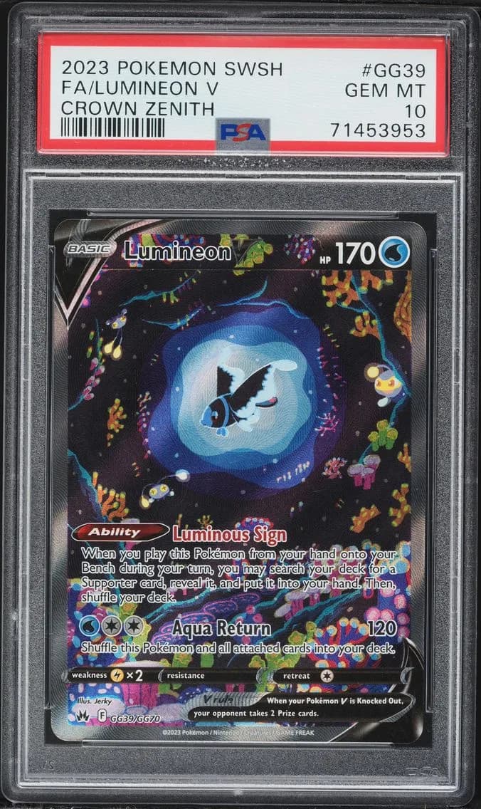 Lumineon V, Sword and Shield Crown Zenith, PSA 10