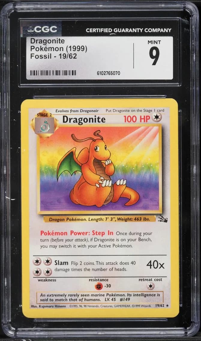 Dragonite, Fossil - Unlimited, CGC 9