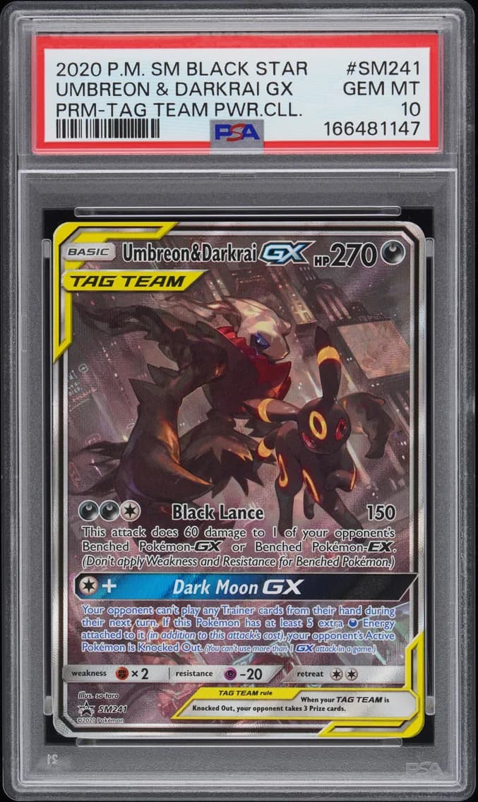 Umbreon & Darkrai GX, SM Black Star Promo, PSA 10