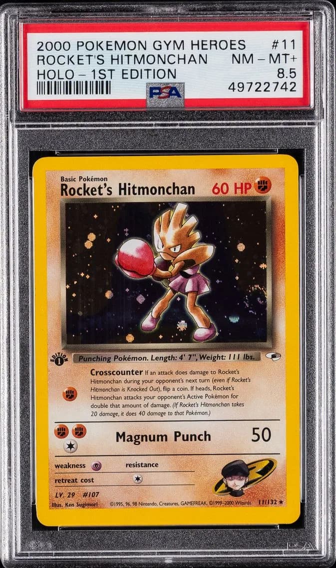 Rocket's Hitmonchan, Gym Heroes, PSA 8.5