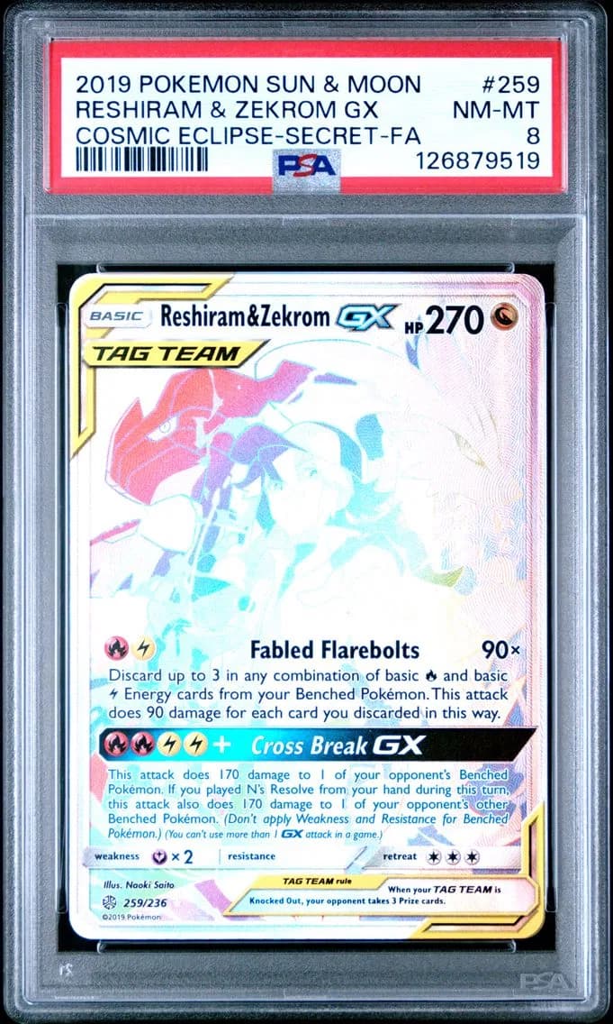 Reshiram & Zekrom GX, Sun & Moon Cosmic Eclipse, PSA 8