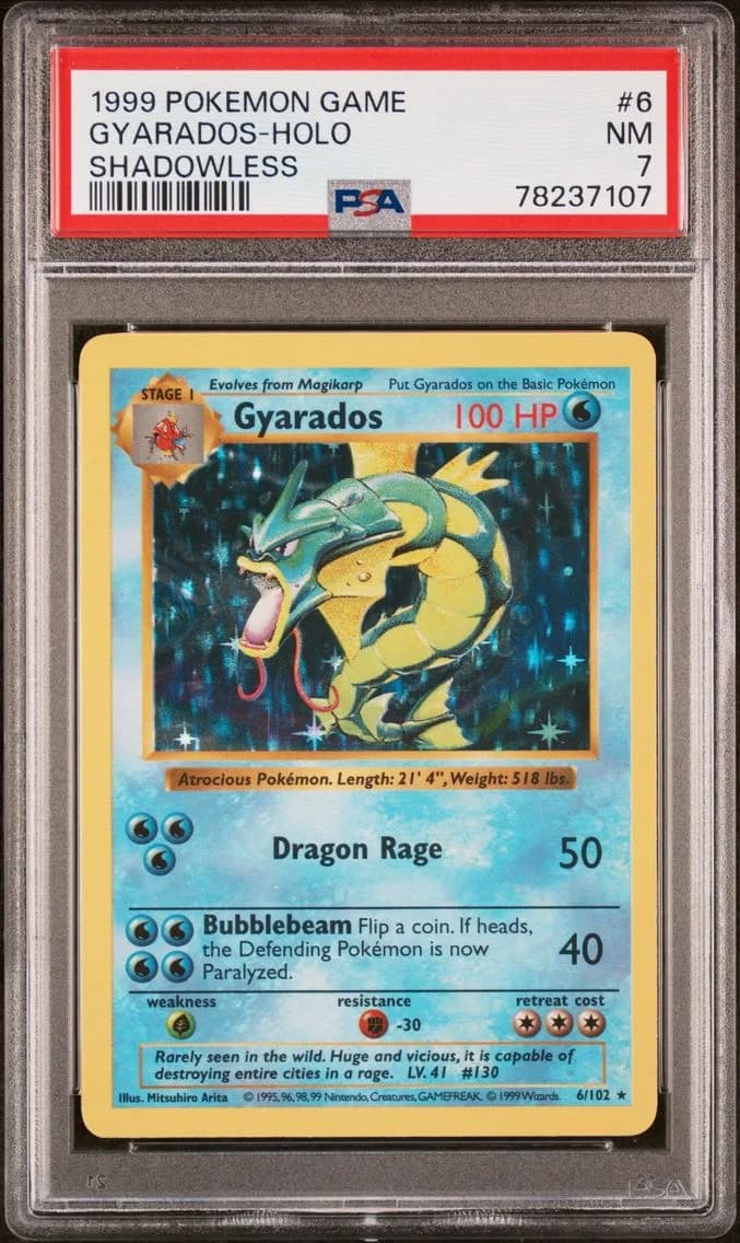 Gyarados-Holo Shadowless, Game, PSA 7