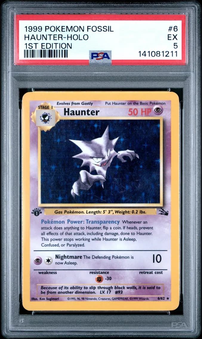 Haunter-Holo 1st Edition, Fossil, PSA 5