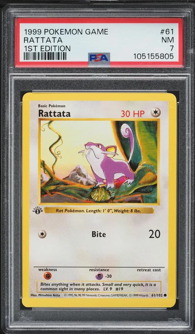 Rattata 1st Edition, Game, PSA 7