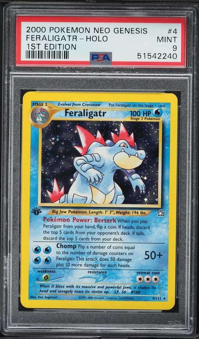 Feraligatr-Holo, Neo Genesis 1st Edition, PSA 9