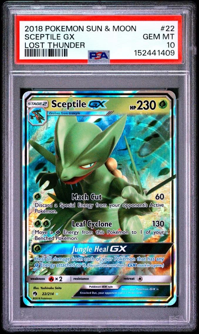 Sceptile GX, Sun & Moon Lost Thunder, PSA 10