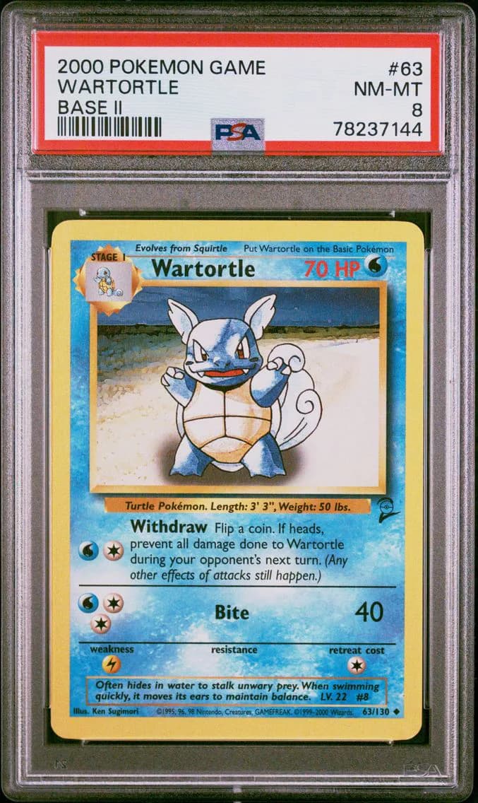 Wartortle, Game Base II, PSA 8