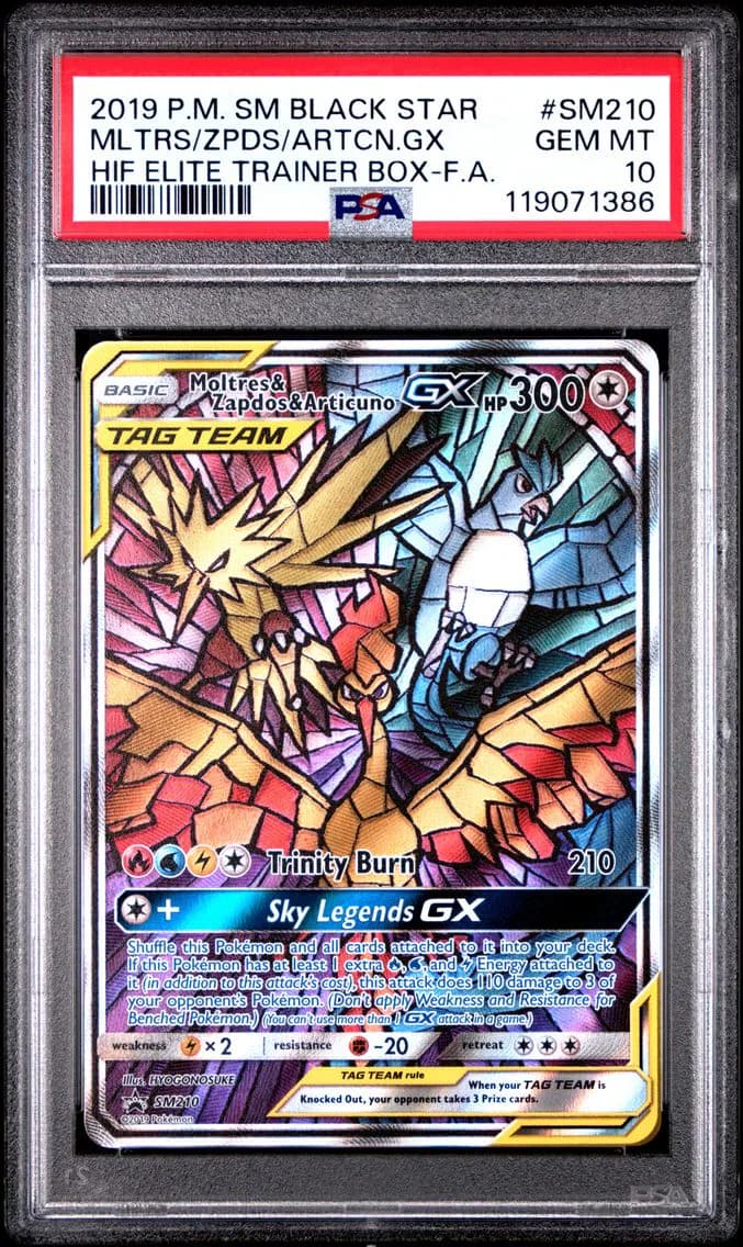 Moltres & Zapdos & Articuno GX, SM Black Star Promo, PSA 10