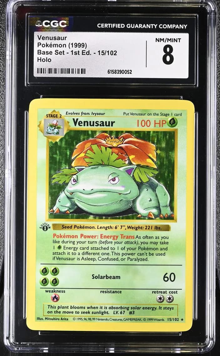 Venusaur, Base Set - 1st Edition, CGC 8