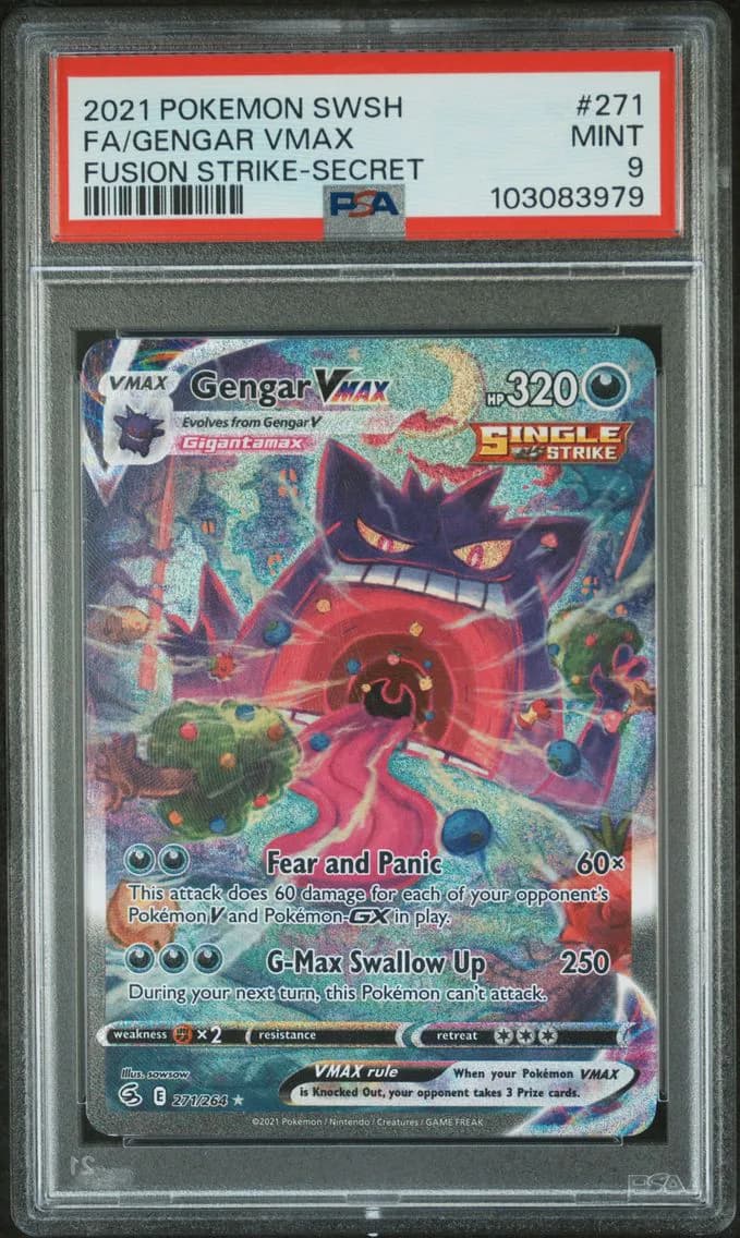 Gengar VMAX, Sword & Shield Fusion Strike, PSA 9