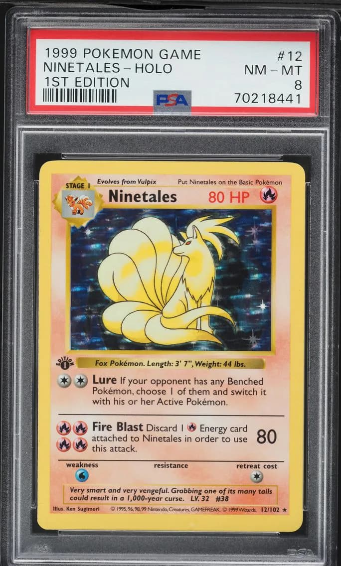 Ninetales-Holo 1st Edition, Game, PSA 8