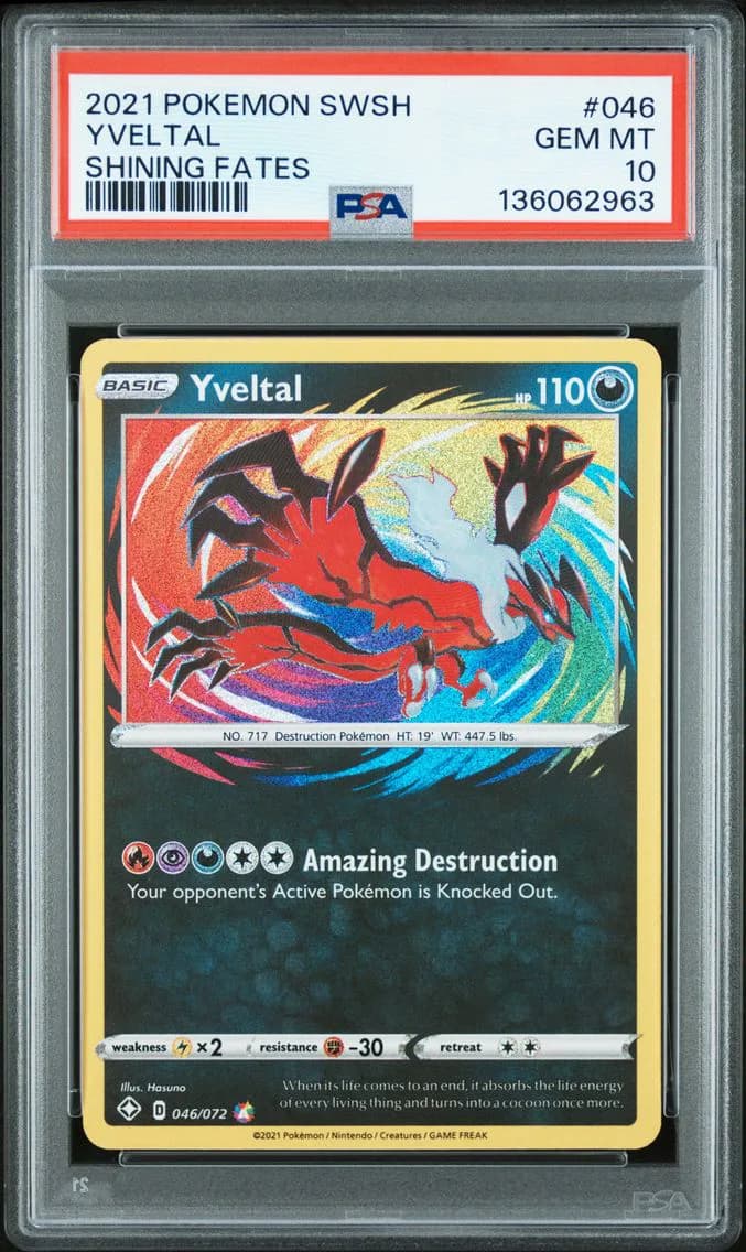 Yveltal, Sword & Shield Shining Fates, PSA 10
