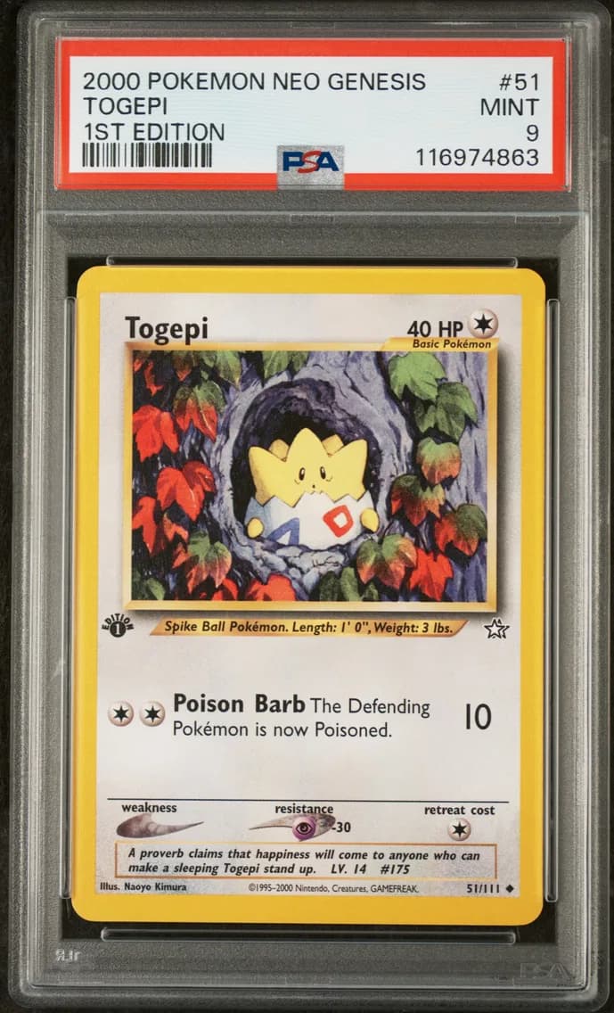 Togepi, Neo Genesis 1st Edition, PSA 9