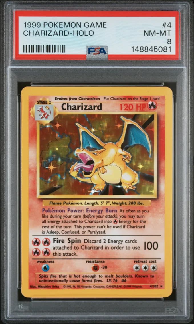 Charizard-Holo, Game, PSA 8