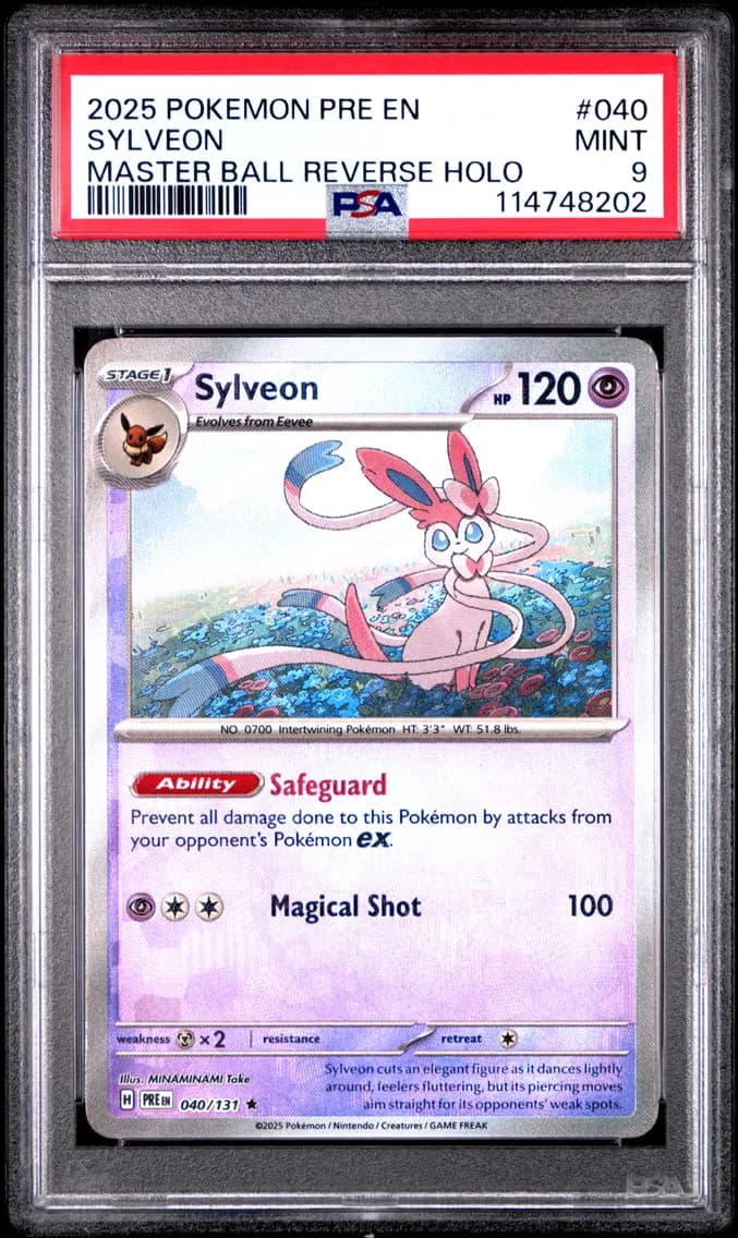 Sylveon Master Ball Reverse Holo, Prismatic Evolutions, PSA 9