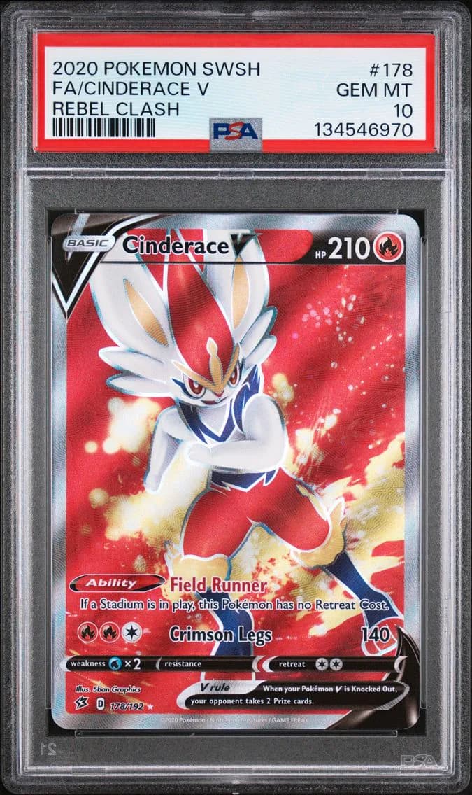 Cinderace V, Sword & Shield Rebel Clash, PSA 10