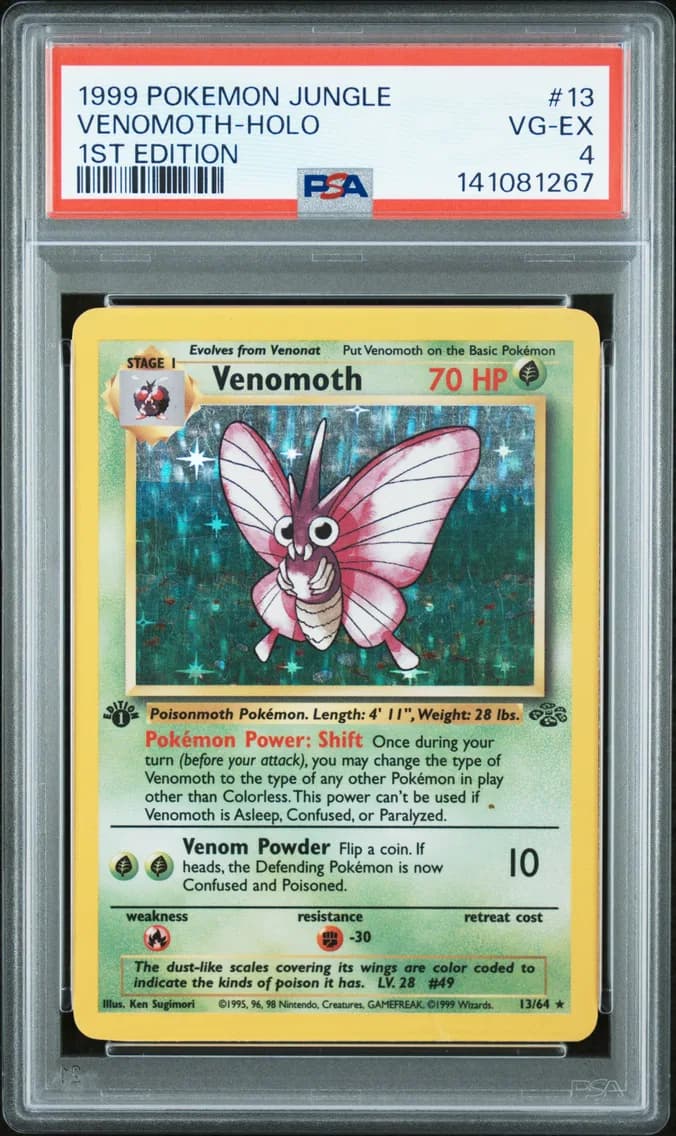 Venomoth-Holo 1st Edition, Jungle, PSA 4
