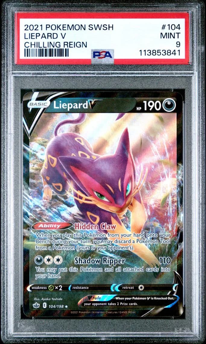 Liepard V, Sword & Shield Chilling Reign, PSA 9