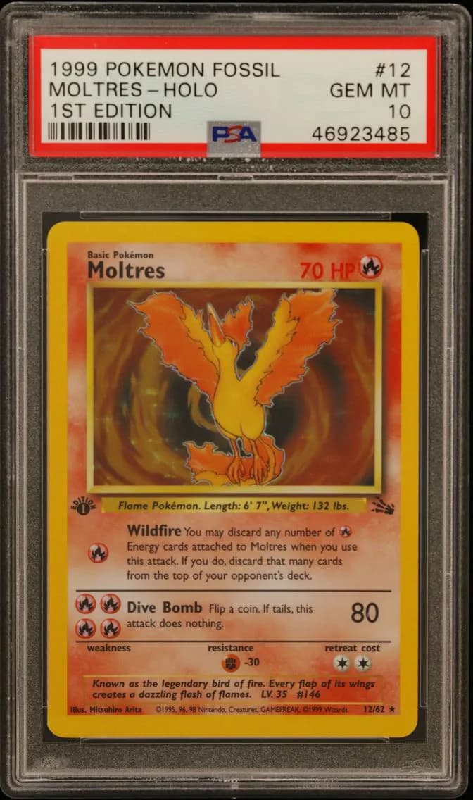 Moltres-Holo 1st Edition, Fossil, PSA 10