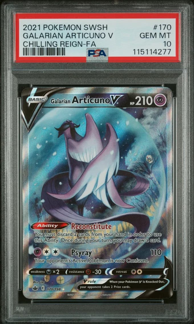 Galarian Articuno V, Sword & Shield Chilling Reign, PSA 10