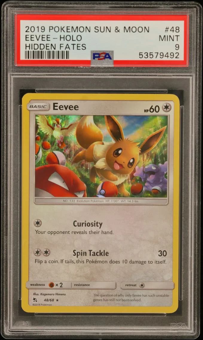 Eevee-Holo, Sun & Moon Hidden Fates, PSA 9
