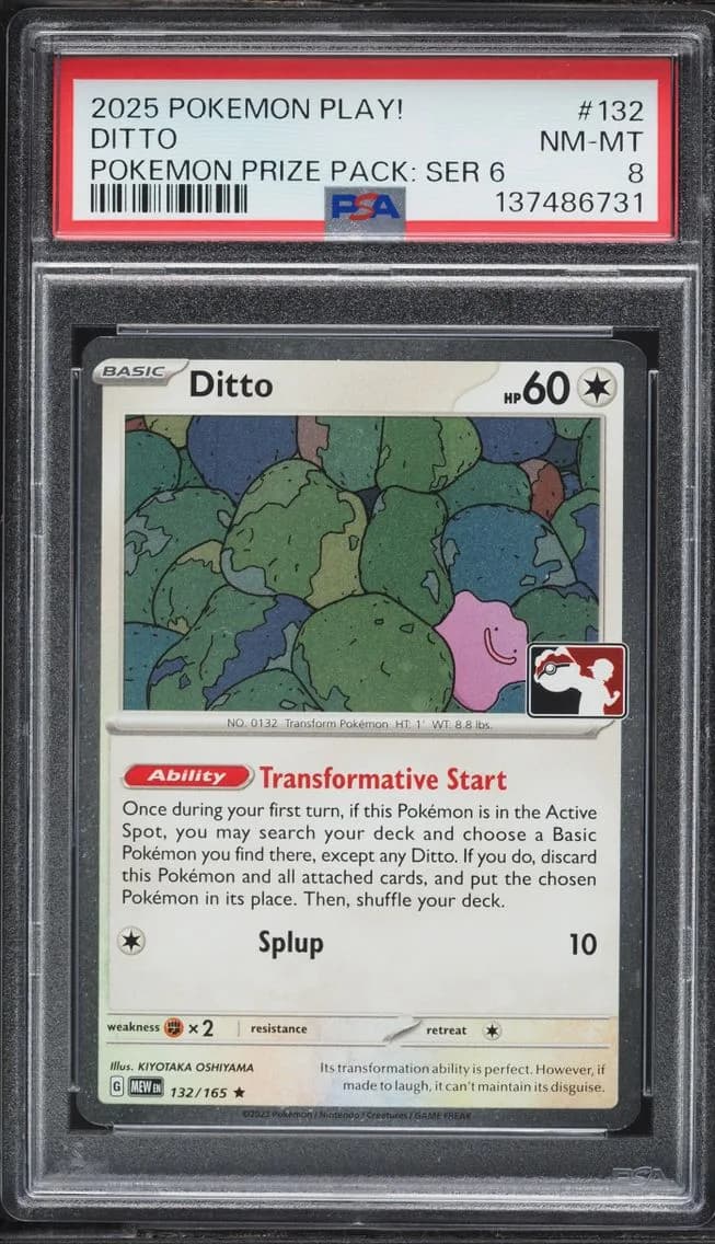 6 Ditto, Play! Pokemon Prize Pack: Series 6, PSA 8