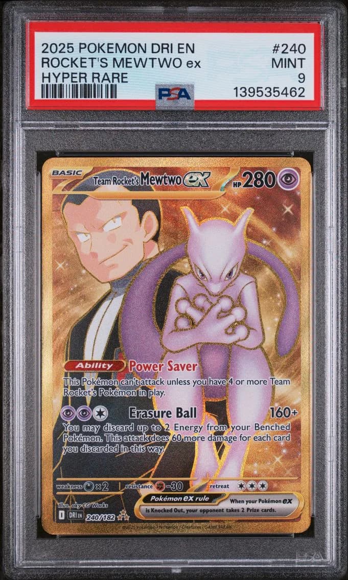 Team Rocket's Mewtwo EX, Destined Rivals, PSA 9