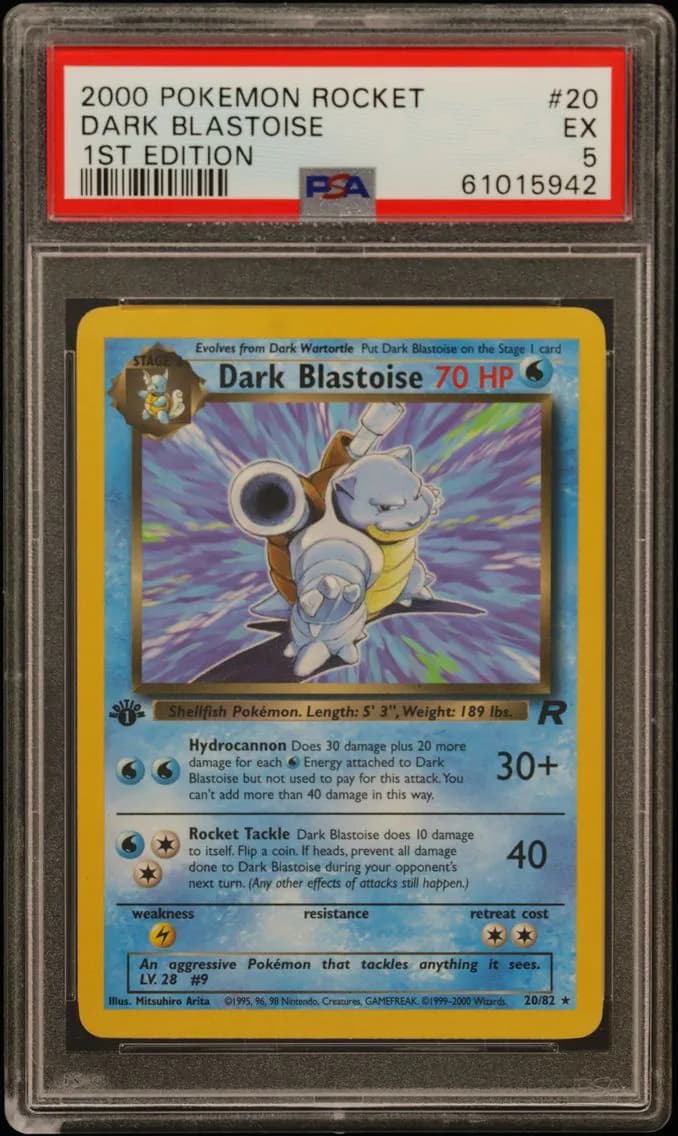 Dark Blastoise 1st Edition, Rocket, PSA 5