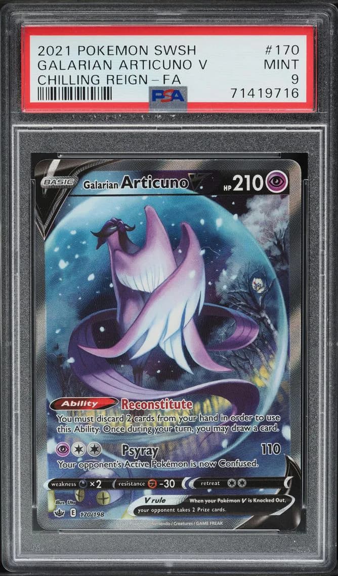 Galarian Articuno V, Sword & Shield Chilling Reign, PSA 9