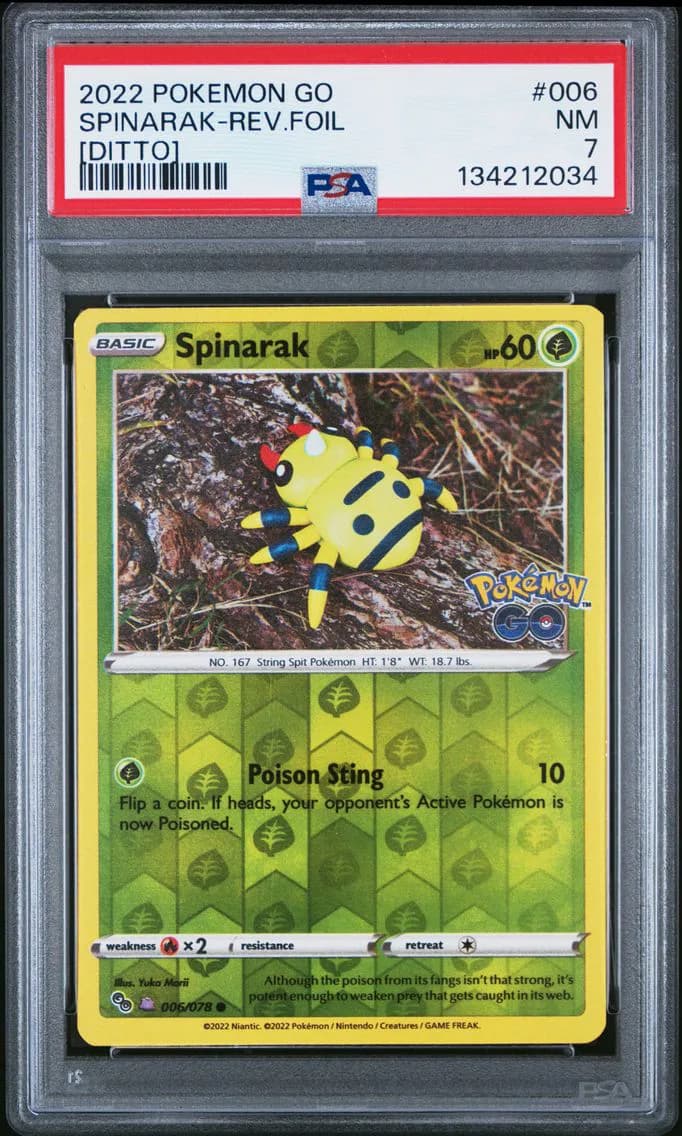 Spinarak-Reverse Foil, Go, PSA 7