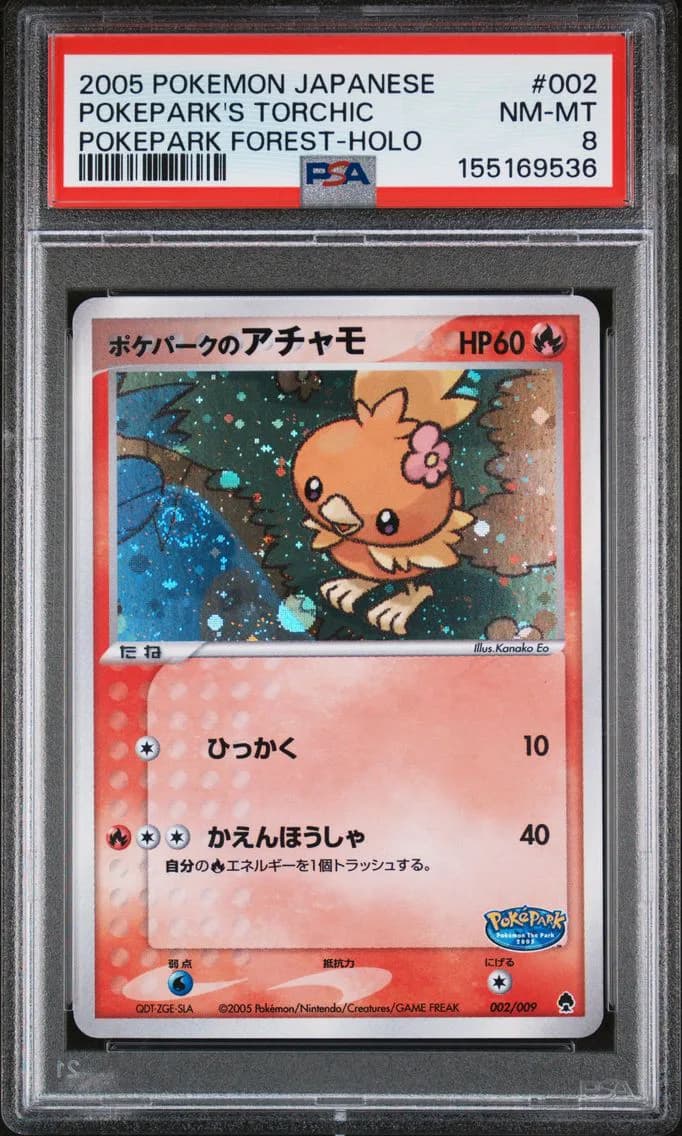 Pokepark's Torchic-Holo, Japanese Pokepark Forest, PSA 8