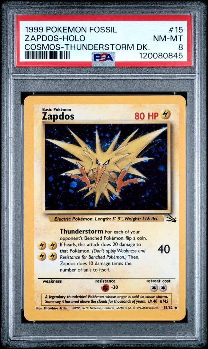 Zapdos-Holo, Fossil, PSA 8