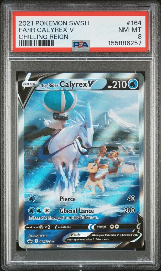 Ice Rider Calyrex V, Sword & Shield Chilling Reign, PSA 8