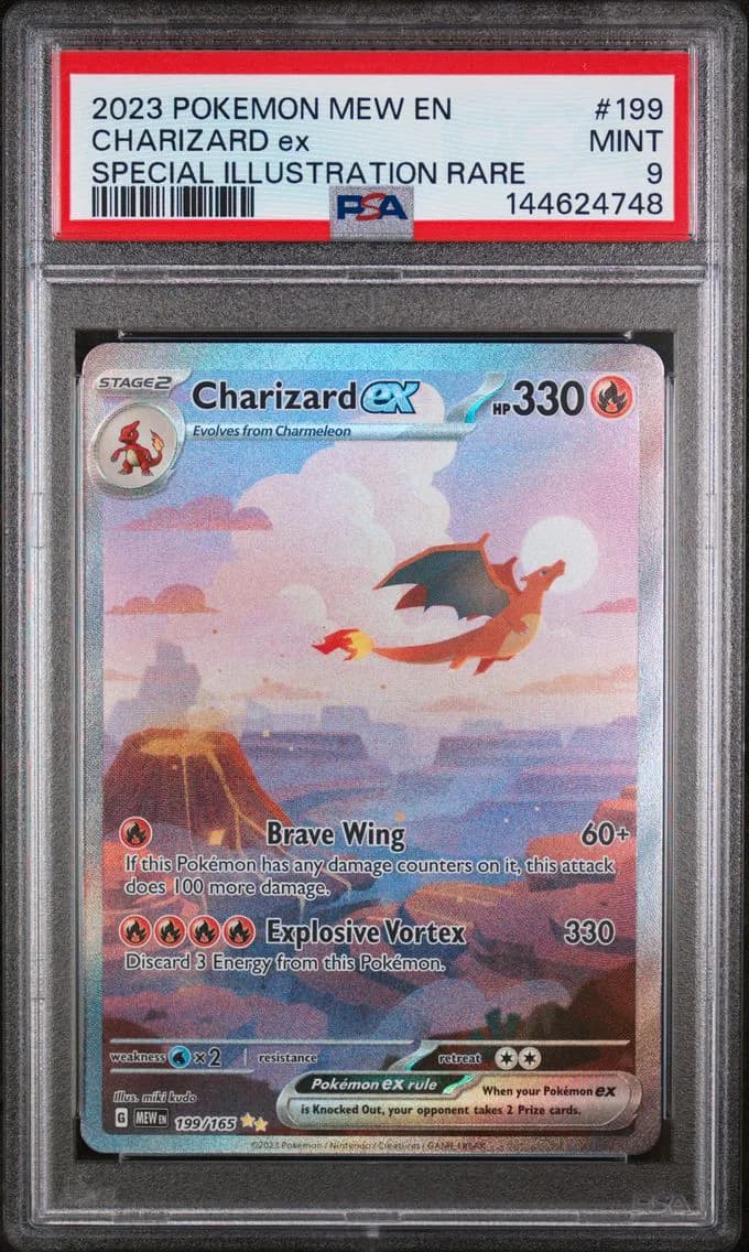 Charizard EX, 151, PSA 9