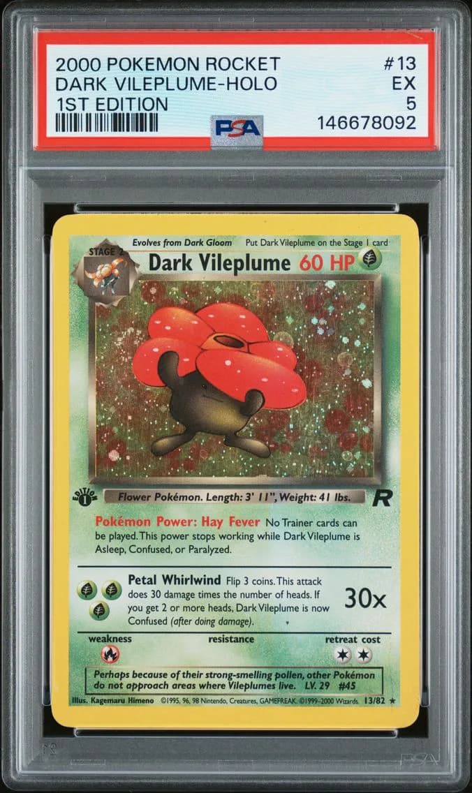 Dark Vileplume-Holo 1st Edition, Rocket, PSA 5