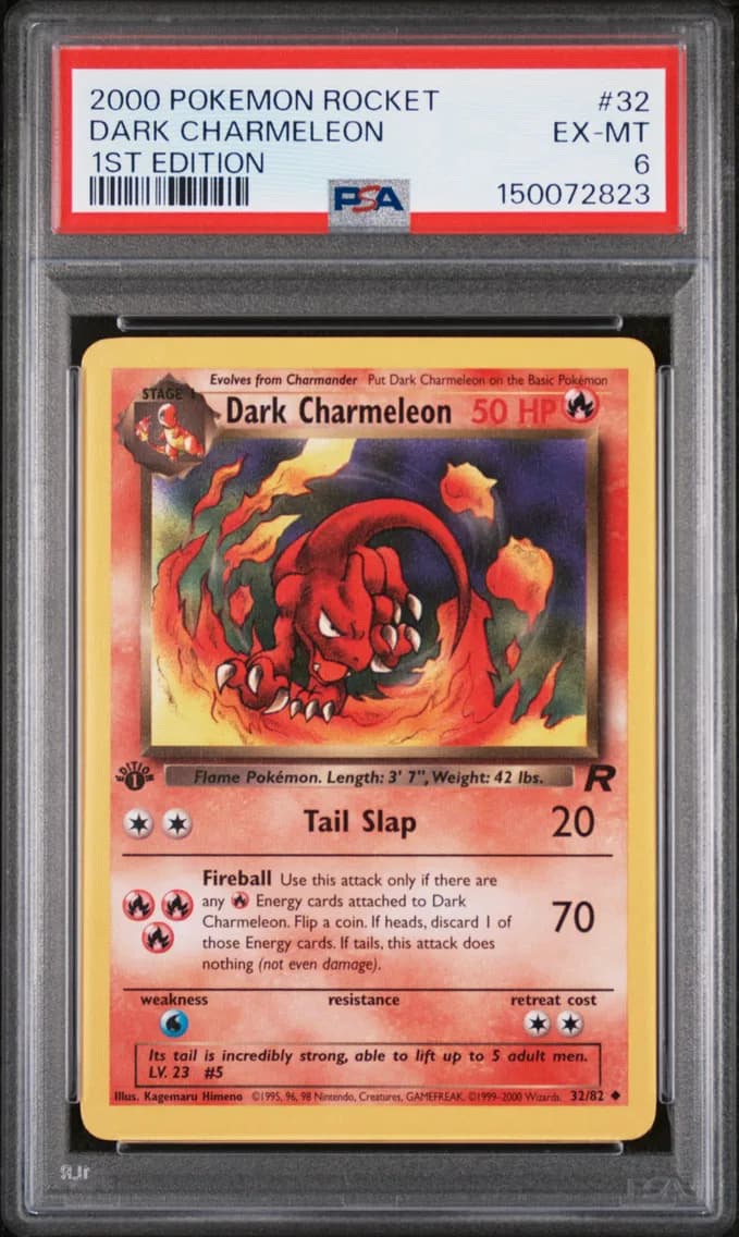 Dark Charmeleon 1st Edition, Rocket, PSA 6