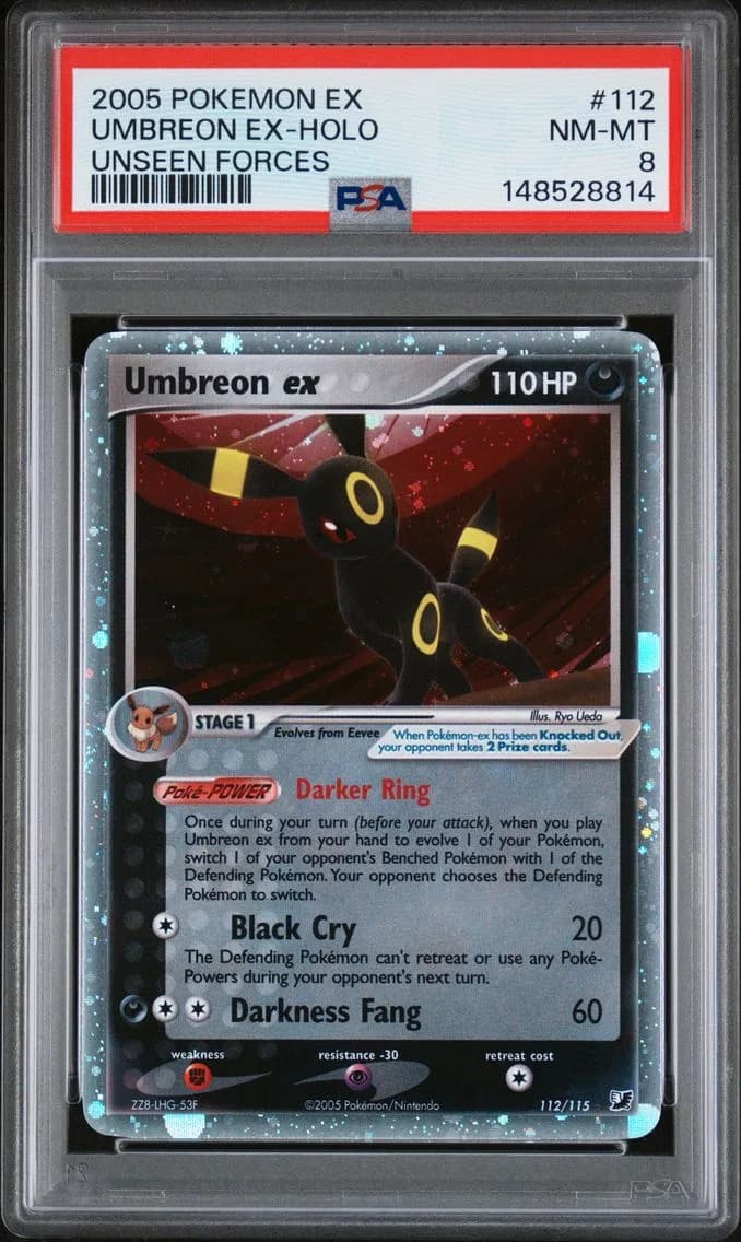 Umbreon EX-Holo, EX Unseen Forces, PSA 8