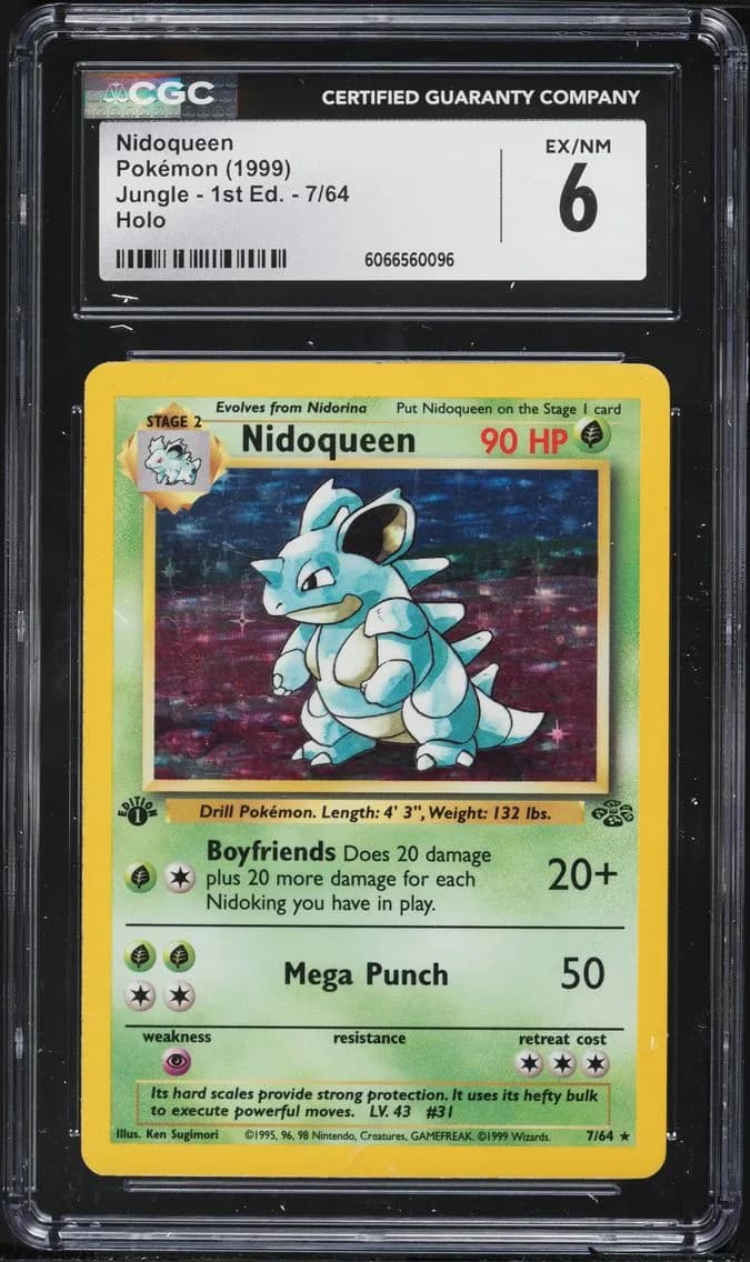 Nidoqueen-Holo 1st Edition, Jungle - 1st Edition, CGC 6