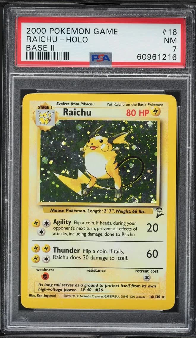 Raichu-Holo, Game Base II, PSA 7